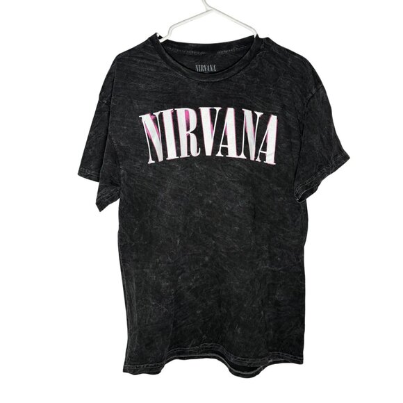 Nirvana Band Tee Grunge Retro Oversized Distressed Black Size L NWOT - Picture 1 of 4
